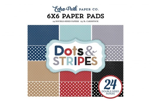 Set di Carte Decorate Travel Dots and Stripes Paper Pad Echo Park Paper Co. 15x15cm 24pz