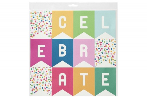 Foglio con 12 Bandierine Pretagliate Celebrate 30x30cm 1pz.