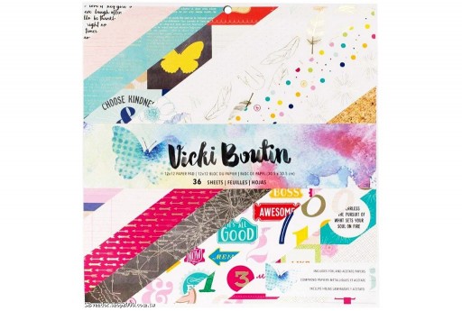 Set Di Carte Decorate Mediums Paper Pad By Vicki Boutin American Crafts 30x30cm 36 Fogli Perlinebijoux