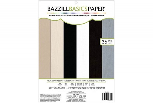 Cardstock Paper Pad Bazzill Mono Neutral Colors 30x30cm 36 sheets