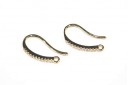 Brass Cubic Zirconia Earring Hooks Gold 19x9mm - 2pcs