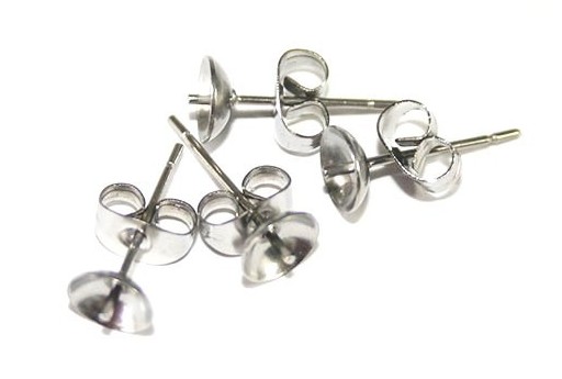 Stainless Steel Post Ear Stud Components 6mm - 12pcs
