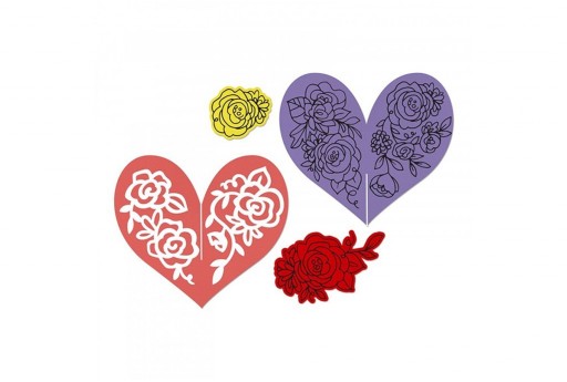 Framelits Dies + Coordinate Stamps Heart Garland Sizzix 2