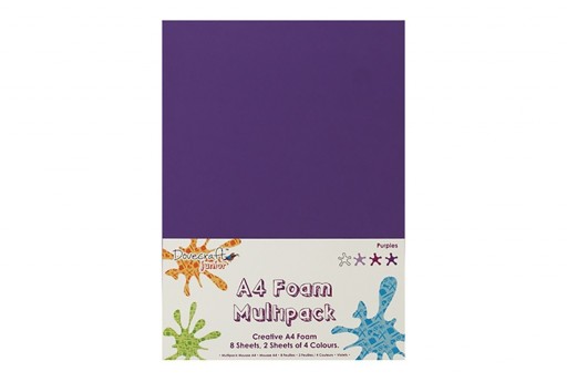 Foam Multipack A4 Purples Lilac and White Dovecraft 8 sheets