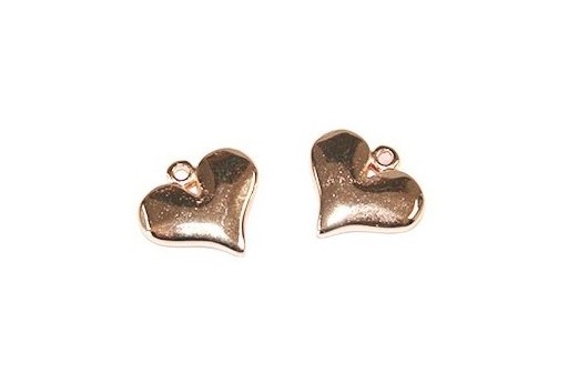 Heart Pendant Rose Gold 16x14mm -2pcs