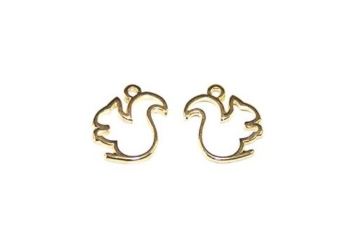 Squirrel Wireframe Pendant Gold 15x16mm -2pcs