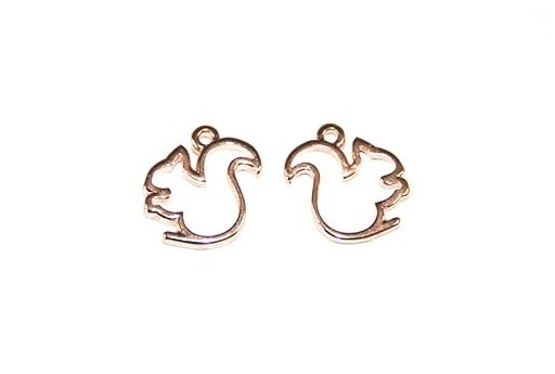 Squirrel Wireframe Pendant Rose Gold 15x16mm -2pcs