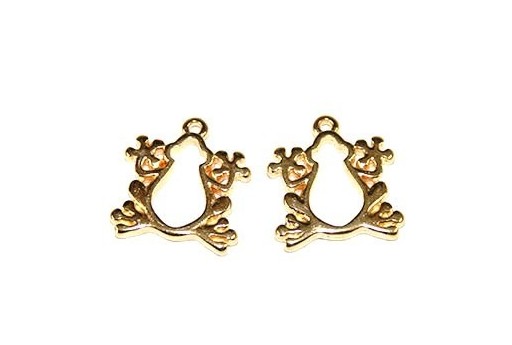 Frog Frame Pendant Gold 18x18mm -2pcs