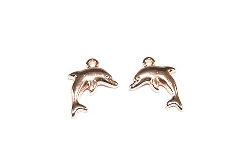 Dolphin Pendant Rose Gold 14x18mm  - 2pcs