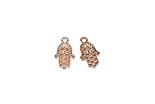 Hamsa Hand Pendant Rose Gold 9x15mm  - 4pcs