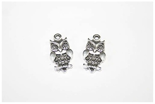 Owl Pendant Silver 11x19mm  - 2pcs