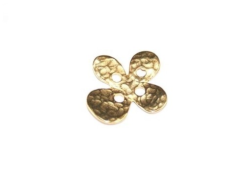 Componente Bottone Metallo Martellato Oro - Fiore 20x22mm - 1pz