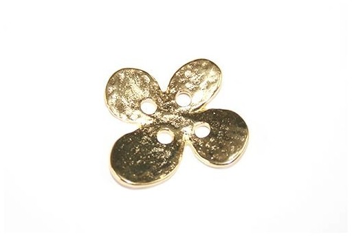 Componente Bottone Metallo Martellato Oro - Fiore 24x28mm - 1pz