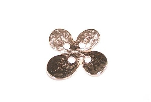 Hammered Metal Component Rose Gold Button Flower 24X28mm  - 1pcs