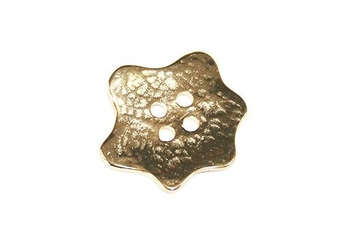 Hammered Metal Component Gold Button Star 29x31mm  - 1pcs