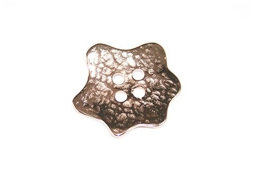 Hammered Metal Component Rose Gold Button Star 29x31mm  - 1pcs