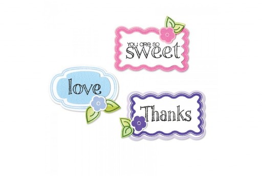Set Fustelle Framelits + Timbri Words and Tags Sizzix