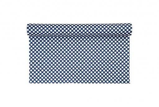 Patterned Soft Felt 1,5mm White Dots on Blue 45cm x 1mt