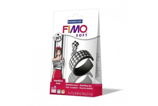 Fimo Soft Jewellery Pack Bracciale e Anello Bianco e Nero su