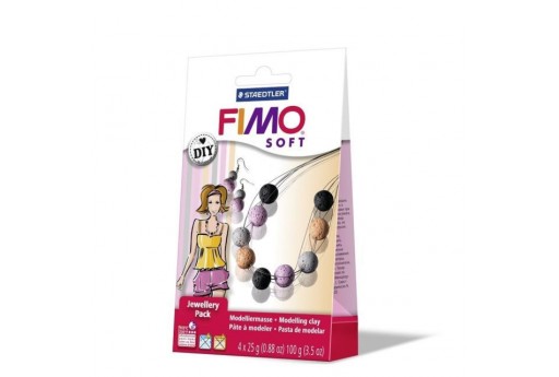 Kit Fimo Soft Jewellery Pack Collana e Orecchini con Perle Colorate