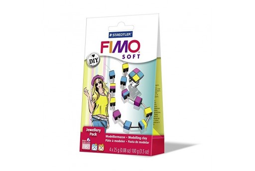 Kit Fimo Soft Jewellery Pack Collana e Anello Quadrati Colorati su