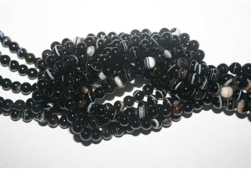 Filo 64 Pietre Brazil Sardonyx Nero Sfera 6mm BRSA16