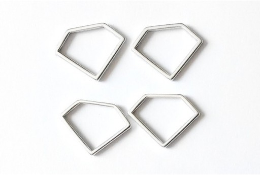 Diamond Wireframe Silver 19x14mm - 2pcs