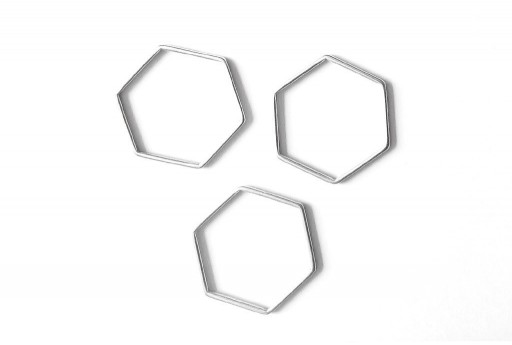 Hexagon Wireframe Silver 29x26mm - 1pcs