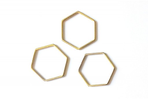 Componente Metallo Oro Forma Geometrica Esagono 29x26mm - 1pz