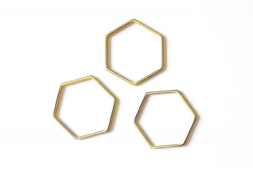 Hexagon Wireframe Gold 29x26mm - 1pcs
