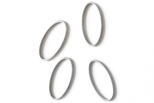 Oval Wireframe Silver 12x25mm - 2pcs