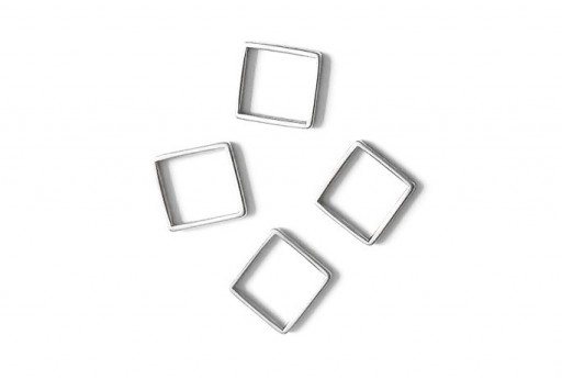 Componente Metallo Argento Forma Geometrica Quadrato 14,5x14,5mm - 2pz