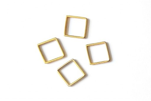 Square Wireframe Gold 14,5x14,5mm - 2pcs
