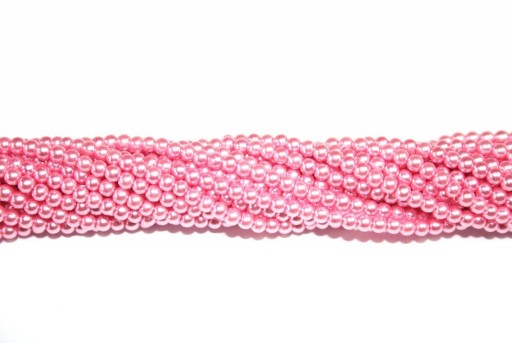 Glass Pearls Strand Pink 3mm - 130pcs