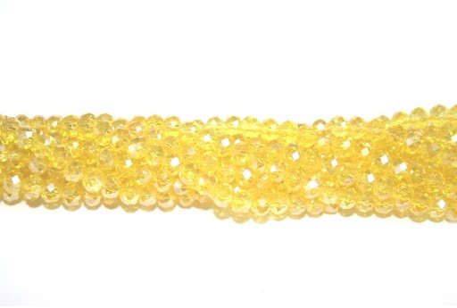 Chinese Crystal Beads Faceted Rondelle Yellow AB 6x4mm - 94pcs