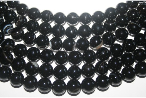 Filo 32 Pietre Brazil Sardonyx Nero Sfera 12mm BRSA19