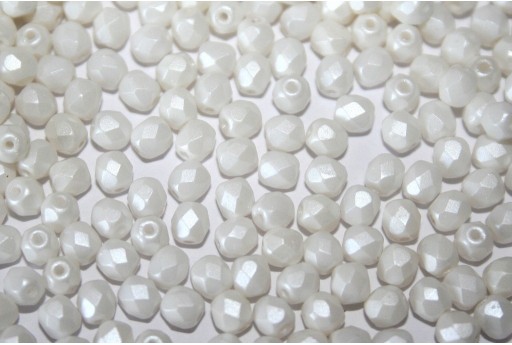 Fire Polished Beads Powdery Pastel White 4mm - 60pz
