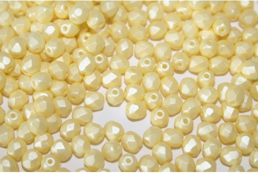 Fire Polished Beads Powdery Pastel Yellow 4mm - 60pz