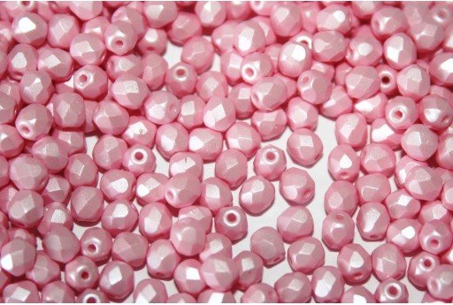 Fire Polished Beads Powdery Pastel Pink 4mm - 60pz