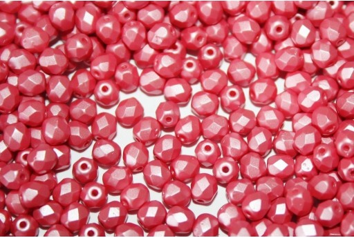 Fire Polished Beads Powdery Pastel Coral 4mm - 60pz
