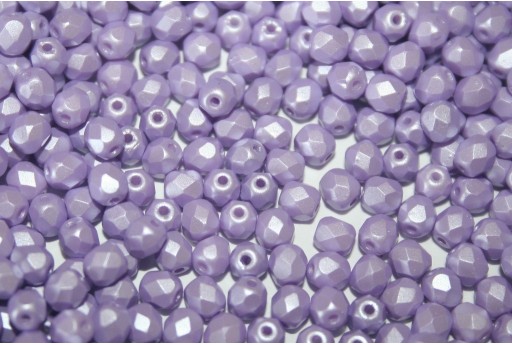 Fire Polished Beads Powdery Pastel Purple 4mm - 60pz