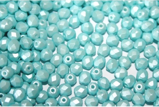 Fire Polished Beads Powdery Pastel Turquoise 4mm - 60pz