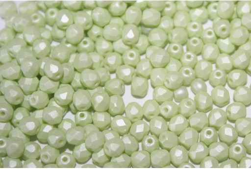 Fire Polished Beads Powdery Pastel Lime 4mm - 60pz