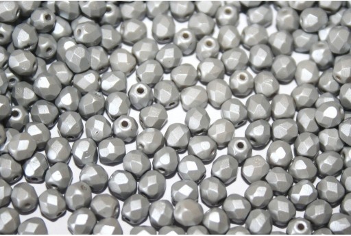 Fire Polished Beads Powdery Pastel Grey 4mm - 60pz