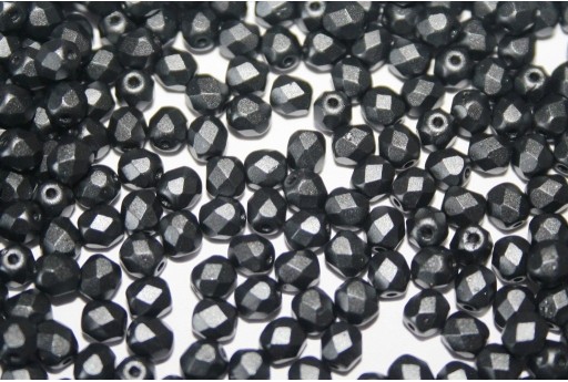 Fire Polished Beads Powdery Jet 4mm - 60pz