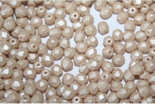 Fire Polished Beads Powdery Beige 4mm - 60pz