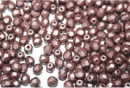 Fire Polished Beads Powdery Brown 4mm - 60pz