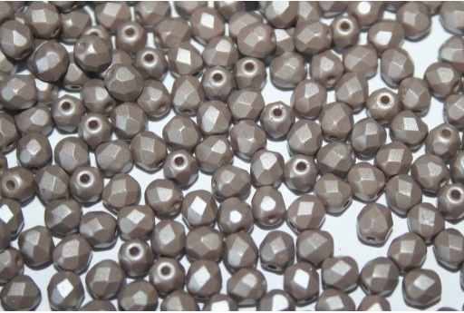 Fire Polished Beads Powdery Taupe 4mm - 60pz