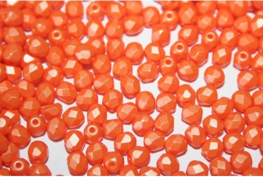 Fire Polished Beads Powdery Orange 4mm - 60pz