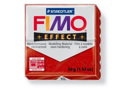 Fimo Effect Polymer Clay 56g Glitter Red Col.202
